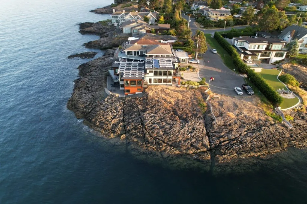 Home with solar panels in Vancouver Island, BC.